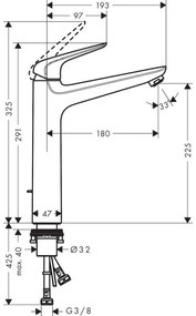 Baterie lavoar Hansgrohe, Novus, fara ventil, crom