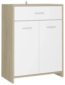 805029 vidaXL Dulap de baie, alb și stejar Sonoma, 60x33x80 cm, PAL