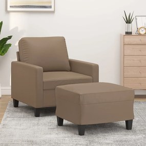 3153352 vidaXL Fotoliu canapea cu taburet, cappuccino, 60 cm, piele ecologică