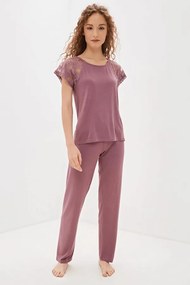 Pijamale femei SUSANA din bambus S Violet închis / Berry