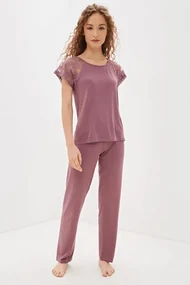 Pijamale femei SUSANA din bambus S Violet închis / Berry