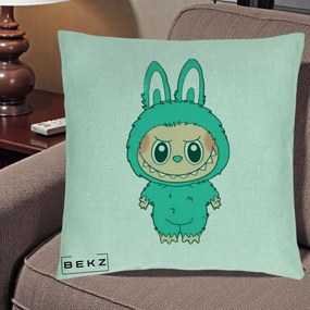 Perna Personalizata Labubu Turcoaz, 40x40 cm, Verde Menta, Husa Detasabila, Perna Inclusa, BEKZ®