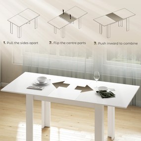 HOMCOM Masă extensibilă 140-180x80cm, albă, pentru 6-8 persoane, pentru spații mici | Aosom Romania
