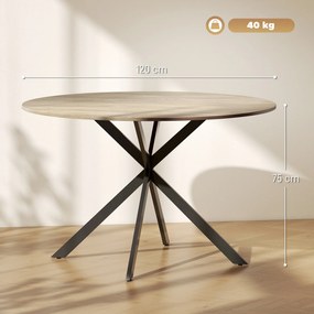 HOMCOM Masă de Dining Rotundă pentru 4 Persoane cu Structură de Oțel Ø120x75 cm Maro Închis | Aosom Romania