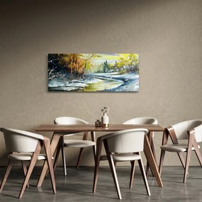 Tablou - Râu de iarnă, pictură în ulei (120x50 cm)