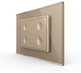 Intrerupator cvadruplu cap scara / cap cruce wireless cu touch Livolo cu rama din sticla, standard Italian – Serie noua