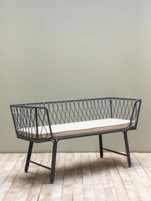 Bancheta albastra, din fier si textil, Denise