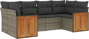 vidaXL Set mobilier grădină cu perne, 6 piese, gri, poliratan
