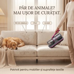 Aspirator antiacarieni wireless cu lampa UV si vibratii, pentru saltele si pat