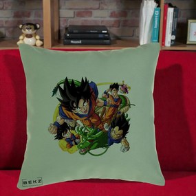 Perna Personalizata Dragon Ball Goku si Shenron Actiune, 40x40 cm, Verde, Husa Detasabila, Perna Inclusa, BEKZ®