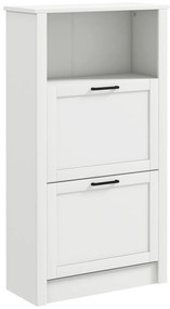 HOMCOM Dulap Ingust cu 2 Usi Rafturi Ajustabile si Compartiment Deschis pentru 10 Perechi de Incaltaminte 58x24x105 cm Alb | Aosom Romania