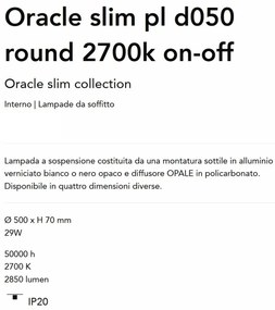 Lustra LED design geometric Oracle slim pl d050 round 2700k on-off alba