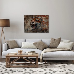 Tablou pe sticlă - Tigru din Cărămizi (70x50 cm)