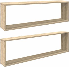 vidaXL Rafturi de perete cub, 2 buc., stejar sonoma, 100x15x30 cm, PAL