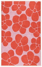 Covor roșu-roz lavabil 60x100 cm Poppy Fields – Mila Home