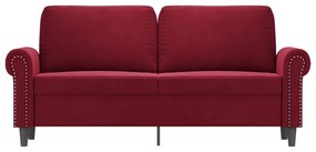 Canapea cu 2 locuri, rosu vin, 140 cm, catifea Bordo, 172 x 77 x 80 cm