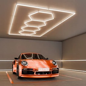 Plafonieră LED 384 W, 85-265 V, 4000 K, 484 x 243 cm, CRI 90, IP54, albă