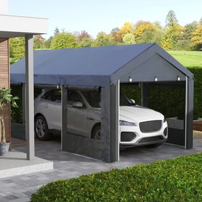 Outsunny Pavilion de Grădină cu Înălțime Reglabilă, 4 Uși și 4 Ferestre, 6x3 m, Gri Închis | Aosom Romania