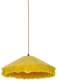 Lampă suspendată retro catifea galbenă cu franjuri - Frunze