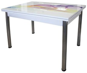 MASA EXTENSIBILA DREAM, 110/170X70X77 CM, CULOARE MULTICOLOR, PICIOARE METALICE, BLAT PAL/STICLA