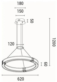 Lustră LED pe cablu LED/33W/230V 3000K 62x120 cm