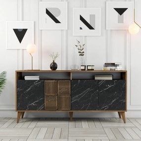 Dulap Milan Walnut and Black Marble