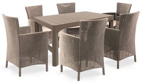 Set de mobilier de grădină Liowa 6+1 în culoarea cappuccino