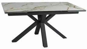 Masa extensibila Columbus Ceramic alb AMBER BIANCO/negru L160-240 cm