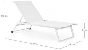 Sezlong cu roti, alb, Taylor, Bizzotto