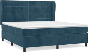 vidaXL Pat box spring cu saltea, albastru închis, 180x200 cm, catifea
