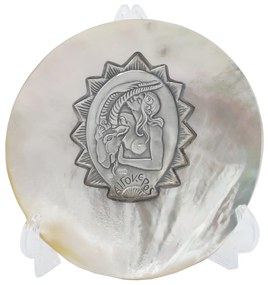 Placheta argint zodia CAPRICORN pe scoica perlifera