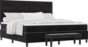 vidaXL Pat cu arcuri cu saltea cu headboard Negru 200 x 200 cm Catifea