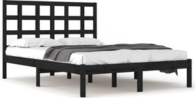 vidaXL Cadru de pat, negru, 200x200 cm, lemn masiv