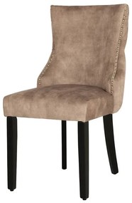 Set 2 scaune Stil Baroc, Catifea, Bej, Lemn, Negru, CASTLE DELUXE