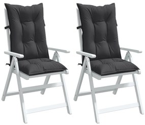 Perne scaun cu spătar înalt, 2 buc. antracit 120x50x7 cm textil