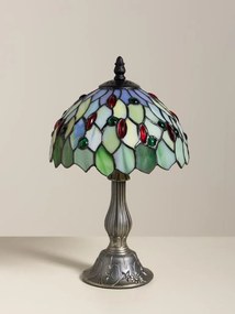 Lampa de masa din metal, cu abajur din sticla vitrata , "Bloom"