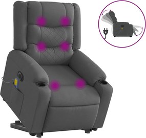 vidaXL Fotoliu electric masaj rabatabil cu ridicare, gri închis textil