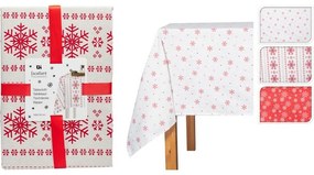 Fată de masă de Crăciun White Snowflakes on Red,130 x 180 cm