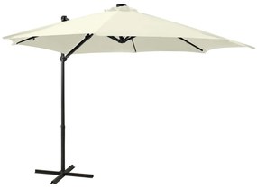 Umbrela suspendata cu stalp si LED-uri, nisipiu, 300 cm Nisip, 300 cm