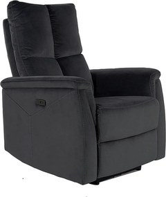 Fotoliu recliner NEPTUN, negru, stofa catifelata/metal, 76x94/160x96 c