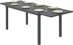 Outsunny Masă de Grădină Extensibilă 150/225x85x75 cm Masă de Luat Masa din Aluminiu cu Blat cu Șipcă pentru 6-8 Persoane Gri | Aosom Romania