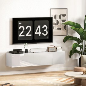 HOMCOM Dulap TV Suspendat pentru Televizoare de 45"-55"-65" cu 2 Dulapuri, Alb | Aosom Romania