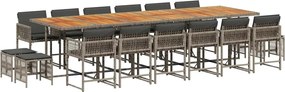 vidaXL Set mobilier de grădină cu perne, 17 piese, gri, poliratan