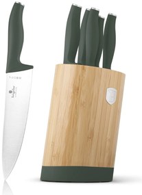 Set cutite 6 piese, cu suport bambus Green Matte Collection Berlinger Haus BH 2757