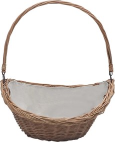 vidaXL Coș pentru lemne de foc cu mâner, maro, 61,5x46,5x52 cm salcie