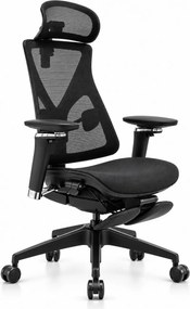 Scaun ergonomic MORATTI D3, Suport Lombar Trio Dinamic , Cotiere 5D Dual-Axis, Tetieră Reglabilă, Mecanism Sensibil la Greutate cu Seat-Slider, Suport Picioare, Mesh, Negru