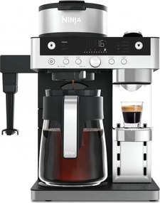 Aparat de cafea 2in1 Ninja Prestige CFN802EU, 1650 W, 19 bar, 1,8 L, 10 lungimi, 3 moduri, DualBrew, Nespresso, Negru/Otel inoxidabil