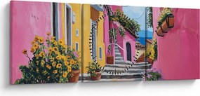 Tablou - Alee roz (cu ceas) (90x30 cm)