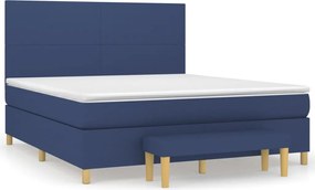 vidaXL Pat box spring cu saltea, albastru, 180x200 cm, material textil