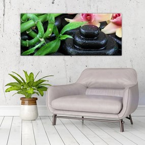 Tablou - Pietre și orhidee (120x50 cm)